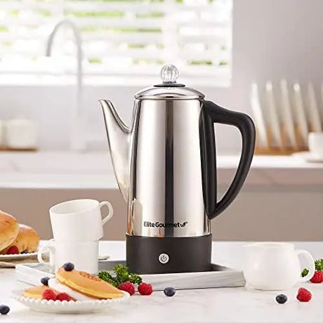 Cafetera Percoladora Eléctrica Elite Gourmet EC812 Acero Inoxidable 12 Tazas (120V)