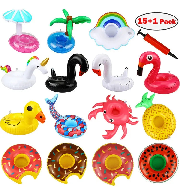 15 Porta Vasos Inflables Surtidos Piscinas Con Inflador