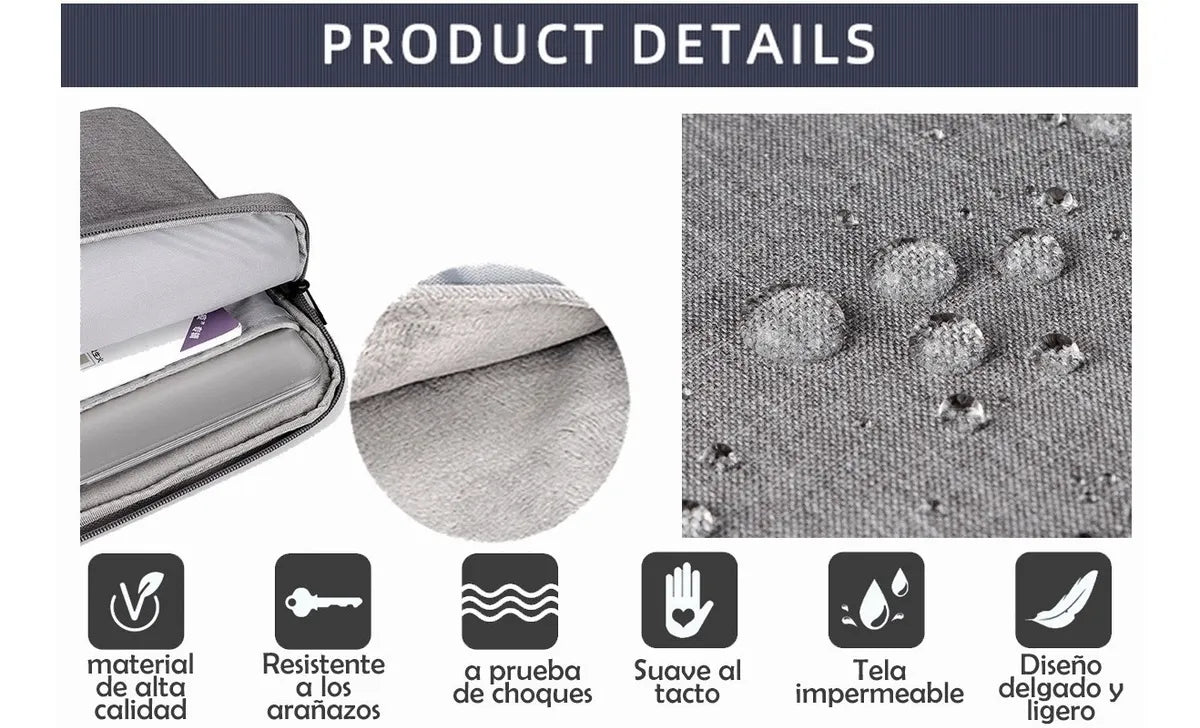 Funda Protectora Para Portátil Bolsa Prueba Golpe 13.3"- 15.4"
