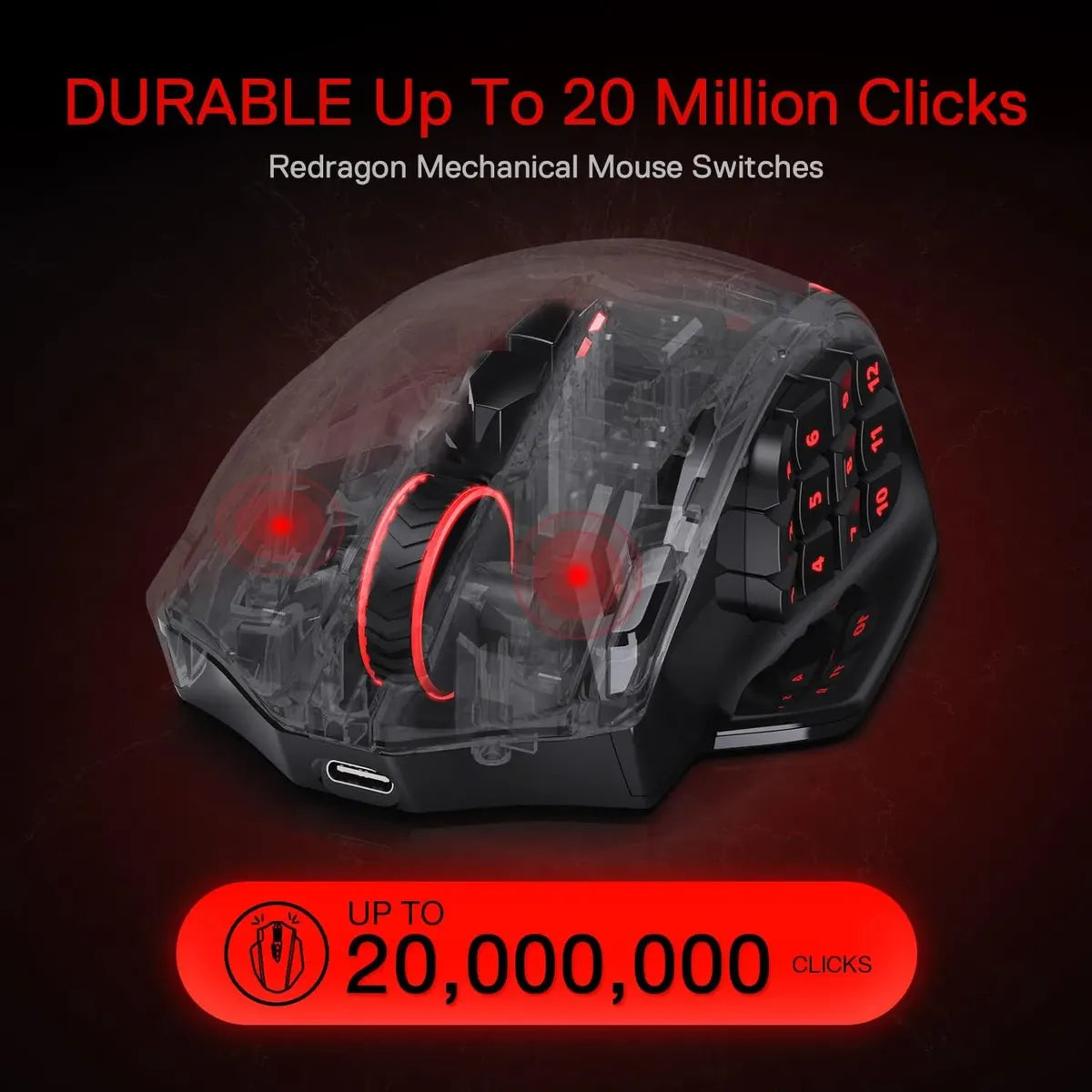 Mouse Gamer Redragon M913, Inalámbrico, 16 Botones, Negro