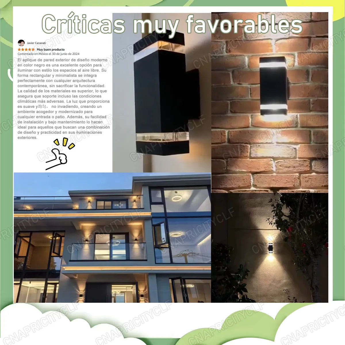 Aplique De Pared Luz Calida Decoracion Hogar Exterior Negro