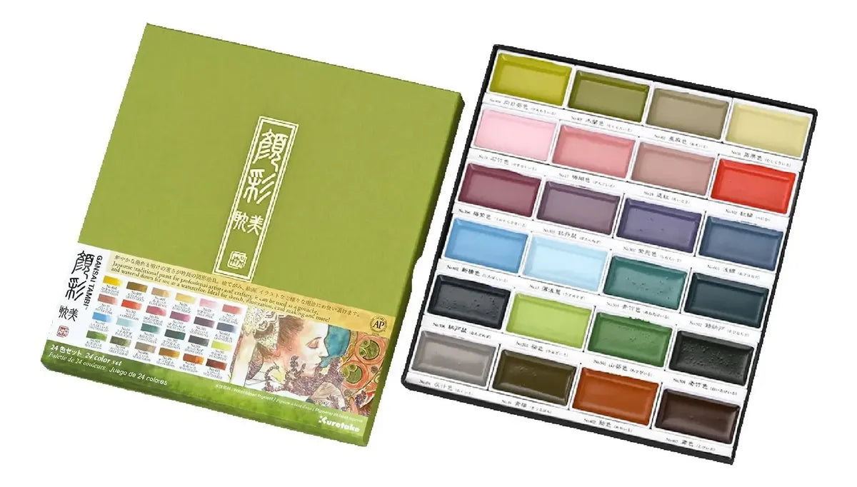 Kuretake Gansai Tambi Set de 24 Acuarelas – Colores Vibrantes