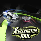 Beyblade X Xtreme Battle Set con Beystadium Arena con riel X-Celerator, 2 juguetes superiores giratorios a la derecha, 2 lanzadores