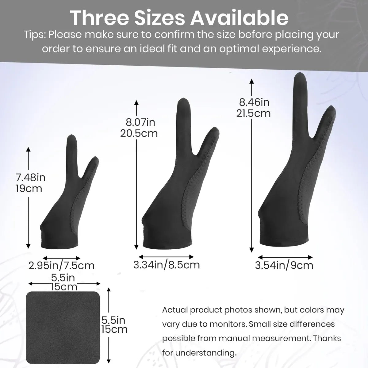 Guantes de Dibujo Digital Kortimu 3 Capas – Rechazo de Palma, Pack de 2