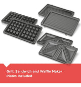 Waflera Black+decker Wm2000sd 3 En 1, Grill Y Prensa sandwich 120V
