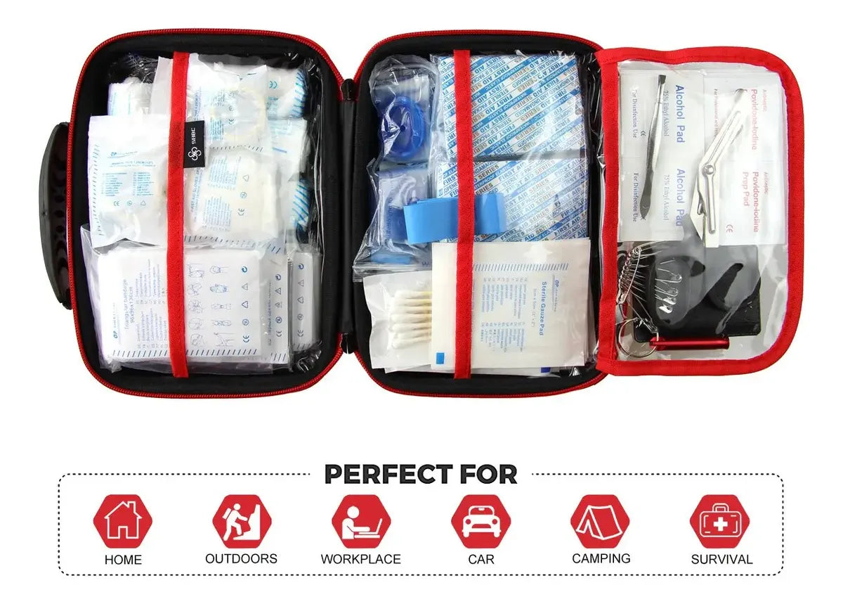 SHBC Kit de Primeros Auxilios 228 Piezas – Estuche EVA Impermeable Rojo
