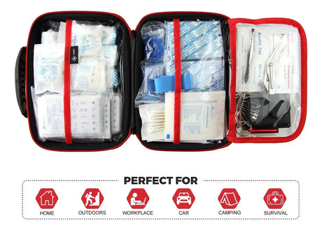 SHBC Kit de Primeros Auxilios 228 Piezas – Estuche EVA Impermeable Rojo