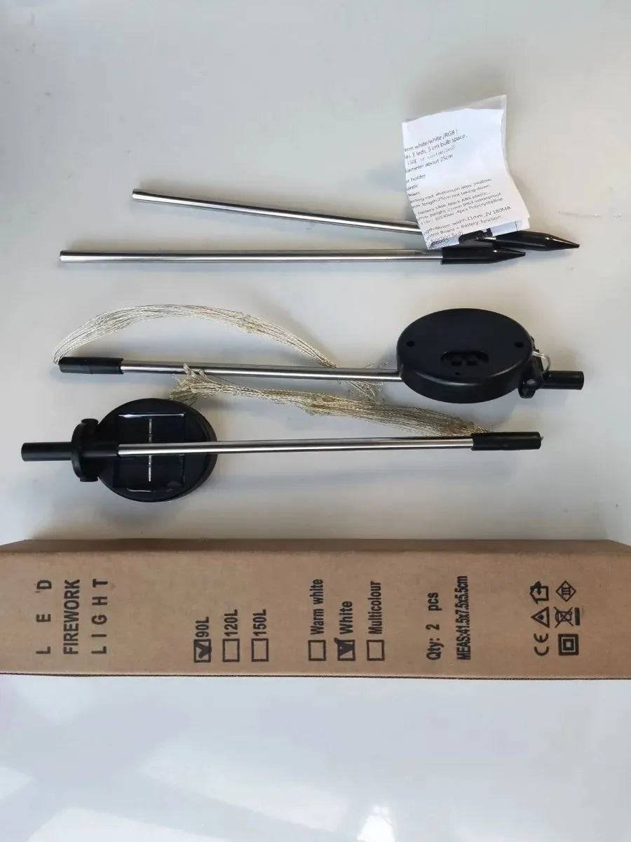 Pack X2 Luces Micro Led Fuego Artificial Solares Navidad