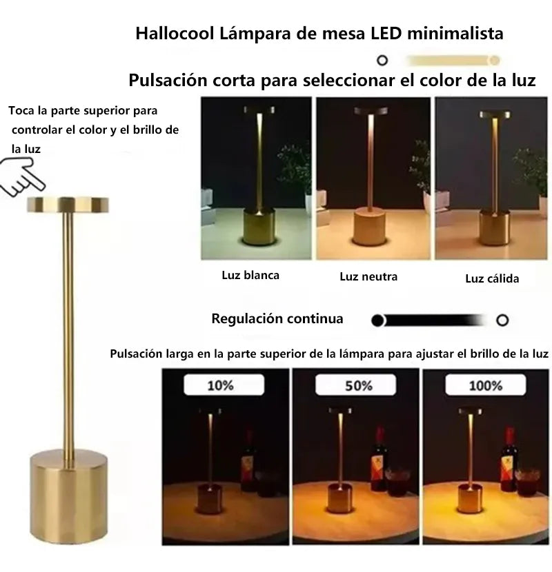 Lámpara De Mesa Recargable / lámpara Inalámbrica Color Oro