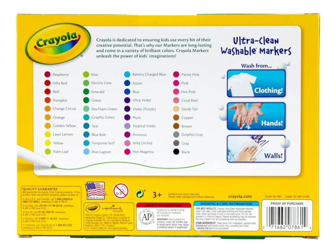 Marcadores De Líneas Finas Lavables Crayola Ultra Clean