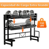 Escurridor Organizador Retráctil para Lavaplatos | 2 Niveles | Ajustable 62–100 cm | Negro