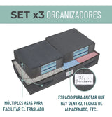 Organizador De Ropa Bajo Cama  Almacenamiento Set X 3 Gris Claro