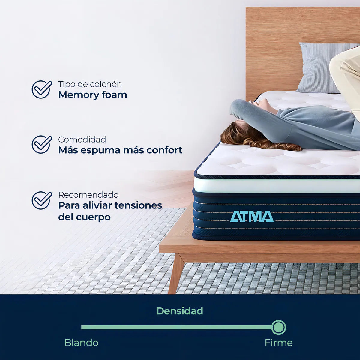 Atma colchón One 2 plazas 20 cm en caja 3 Capas de espuma color blanco