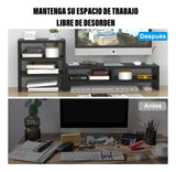 Soporte Monitor Con Estante Almacenamiento De 3 Niveles