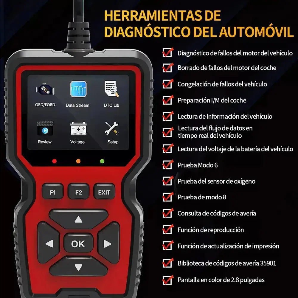 Escáner Automotriz OBD2 V519 Multimarcas con Pantalla LCD