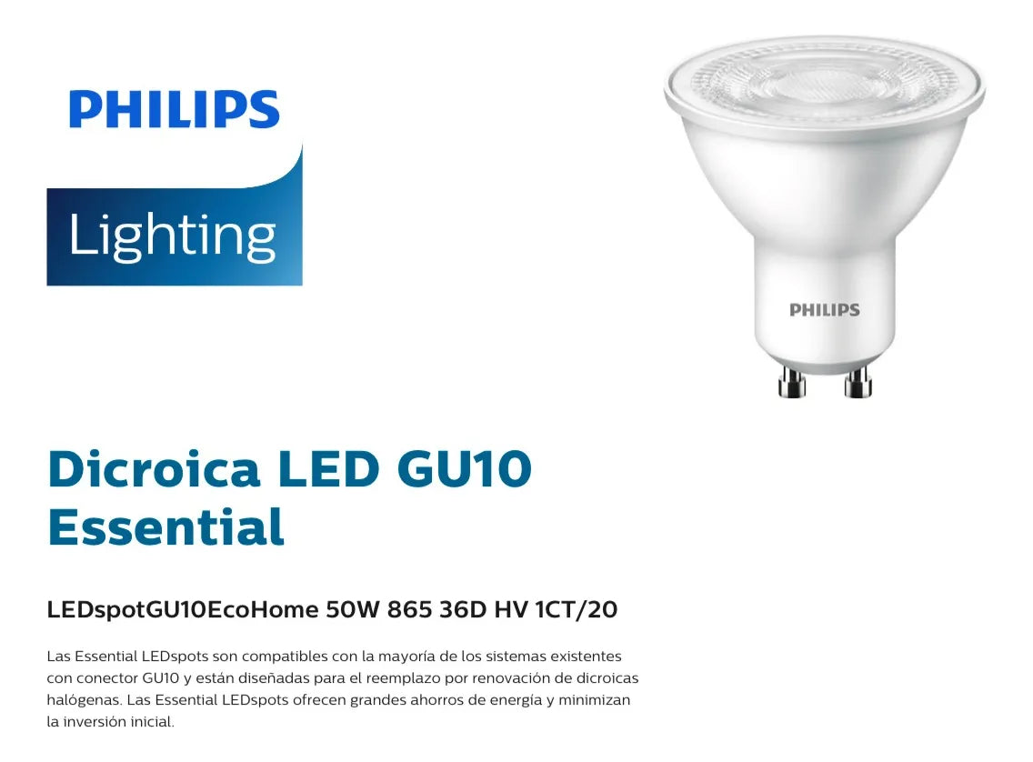 Pack 4 Philips Led Gu10 4-50 Watts Dicroico Calido O Frio