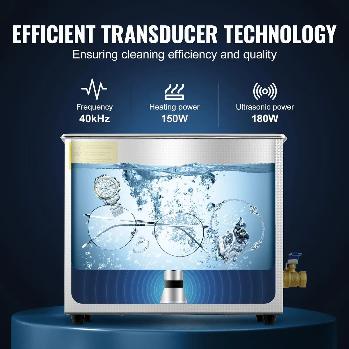 VEVOR Limpiador Ultrasónico 6 L, 40 kHz, con Temporizador Digital y Calentador – 120 V