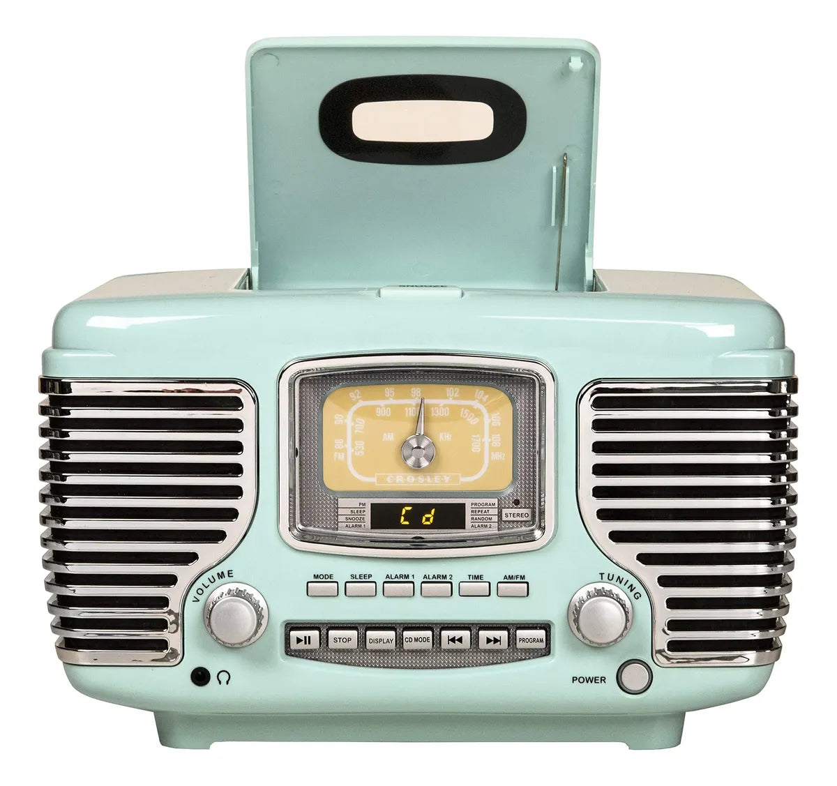 Radio de Mesa Crosley Corsair CR612B-AB Aqua Blue – AM/FM, CD y Bluetooth 120V