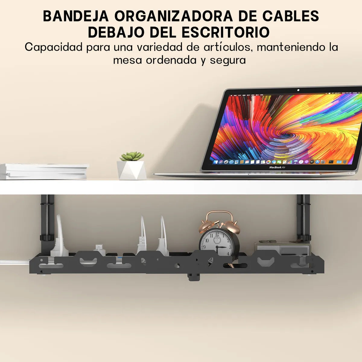 Organizador Cables Escritorio Telescópico De Metal 40-74cm