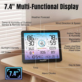 Raddy VP7 Wi-Fi 15 en 1 – Estación Meteorológica con Pantalla de 7,4" y Sensor Exterior