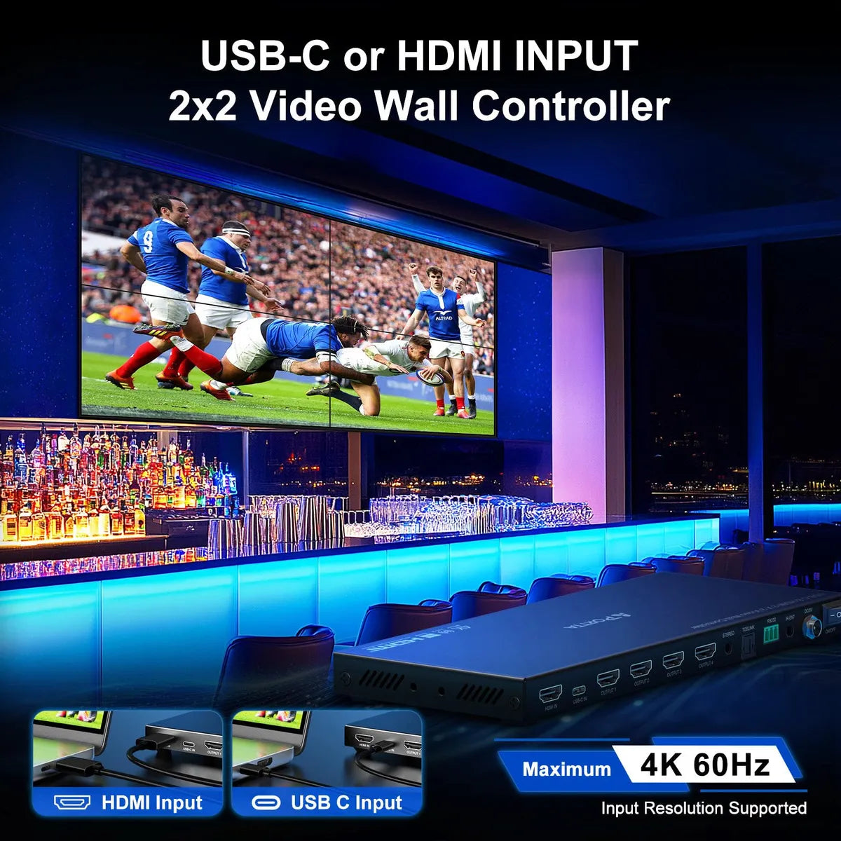 PORTTA Controlador de pared de video HDMI o USB