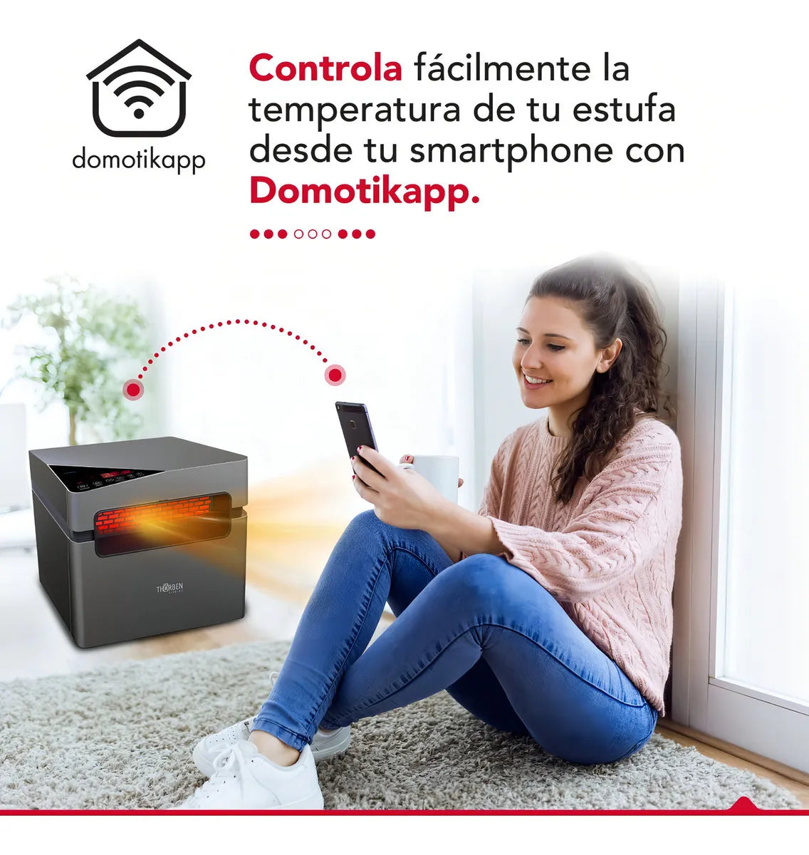 Estufa Infrarroja 2 En 1 Thor Silver 1500 Wifi Color Gris oscuro