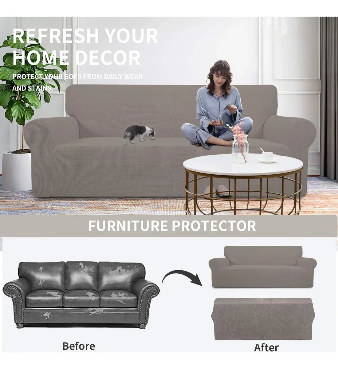 Funda Elástica Easy-Going para Sofá de 2 Cuerpos Grande (Oversized Loveseat) | 1 Pieza | Jacquard Stretch