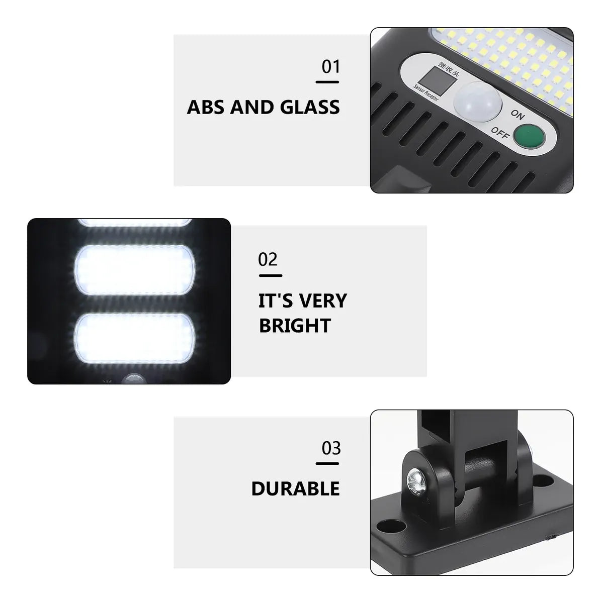 Lámpara Solar LED 213 LEDs Tipo Farola | Sensor de Movimiento | IP65 | Exterior