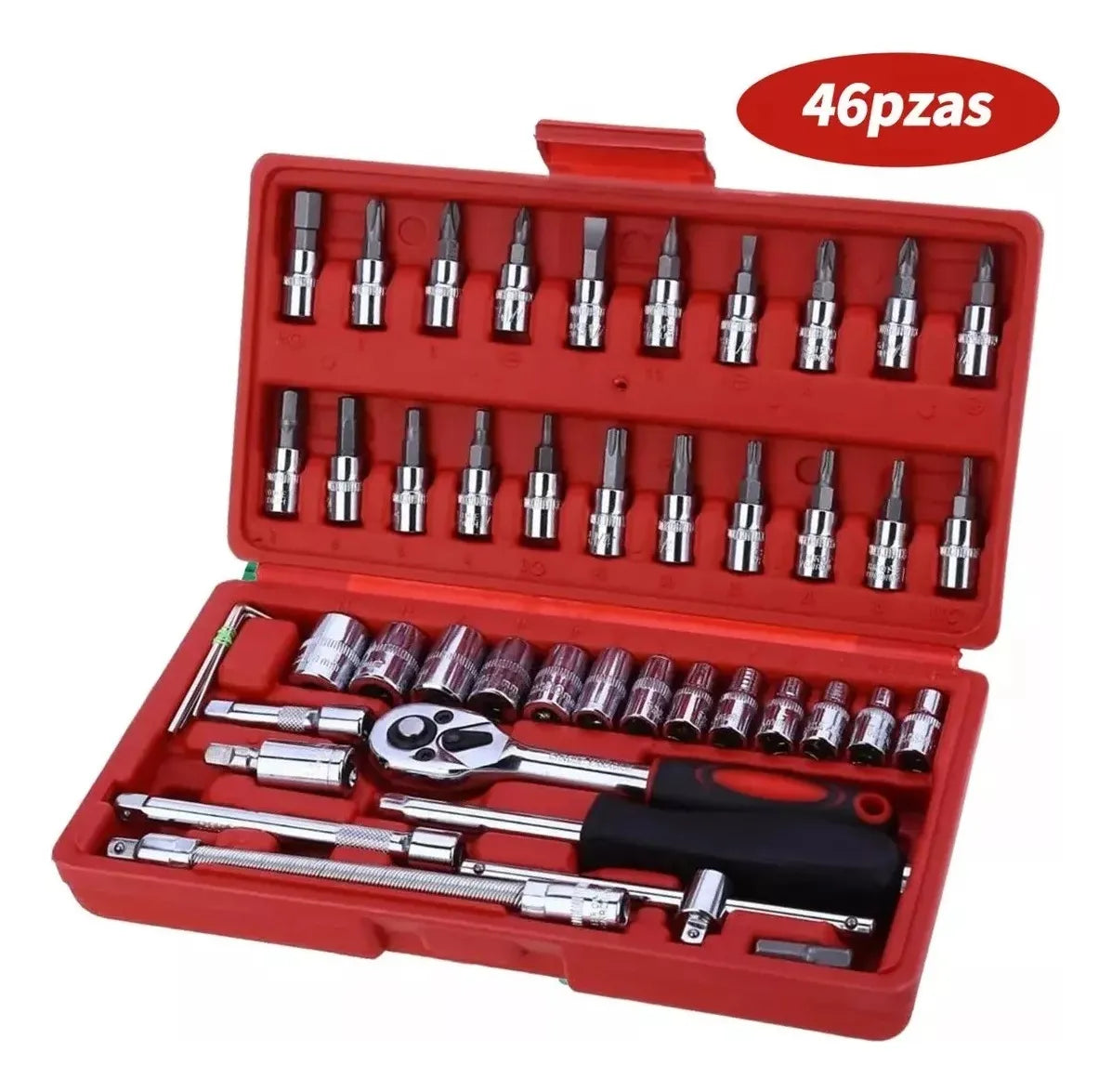 Set Caja Juego Herramienta Dados 46 Piezas Acero Carbono 1/4