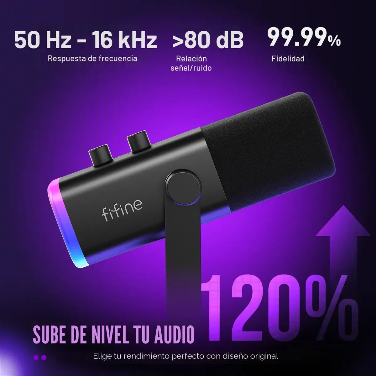 Micrófono Dinámico FIFINE AmpliGame AM8 | USB + XLR | RGB