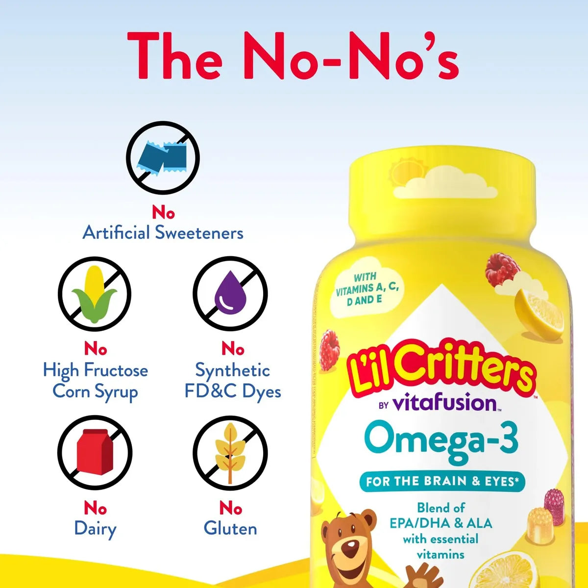 Gomitas de Omega-3 L'il Critters – 120 Unidades – EPA, DHA y ALA
