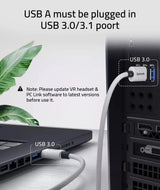 Link Cable 20 FT Compatible with Oculus/Meta Quest 3/Meta Quest2/Pro/Pico 4/Ultra Accessories and Pc/Steamvr, High Speed PC Data Transfer, USB 3.0 to USB C Cable for VR Headset
