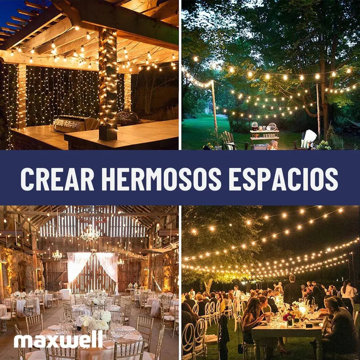 Guirnalda De Luces Solar 10mtr /10 Ampolletas Led Exteriores