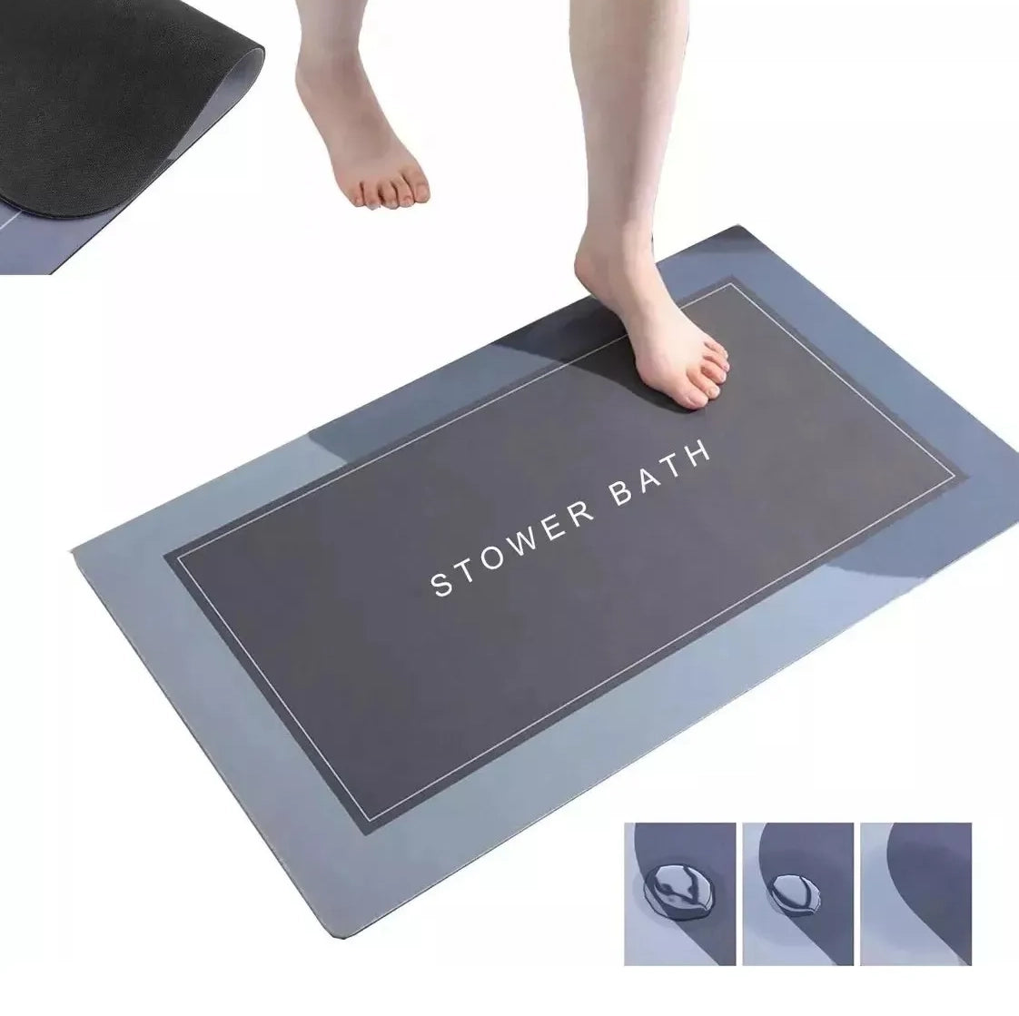 Tapete Alfombrilla De Baño Super Absorbente Color Gris Oscuro Geométrica