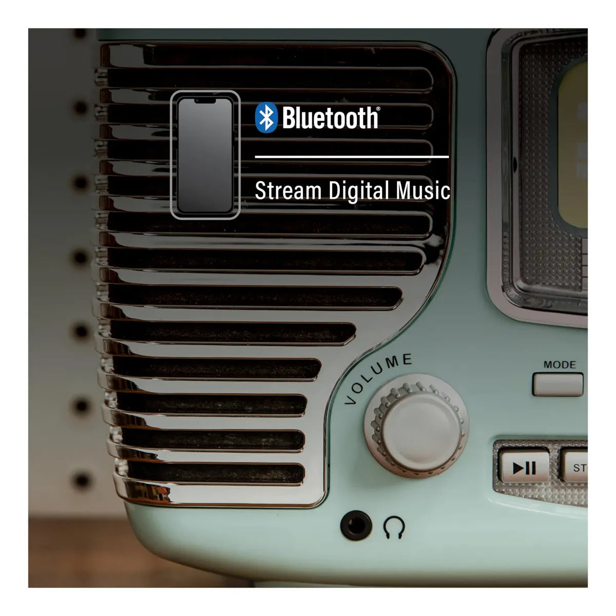 Radio de Mesa Crosley Corsair CR612B-AB Aqua Blue – AM/FM, CD y Bluetooth 120V