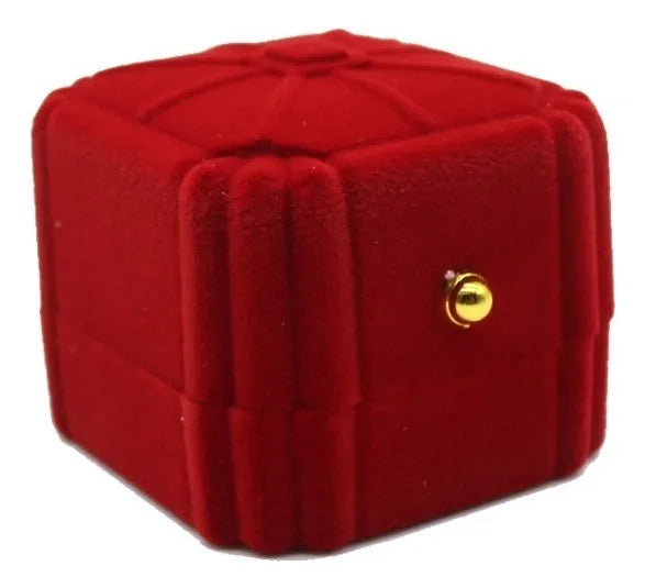 Set 6 Cajas Anillo Terciopelo Rojo Diseño Biselad Fondo Rojo
