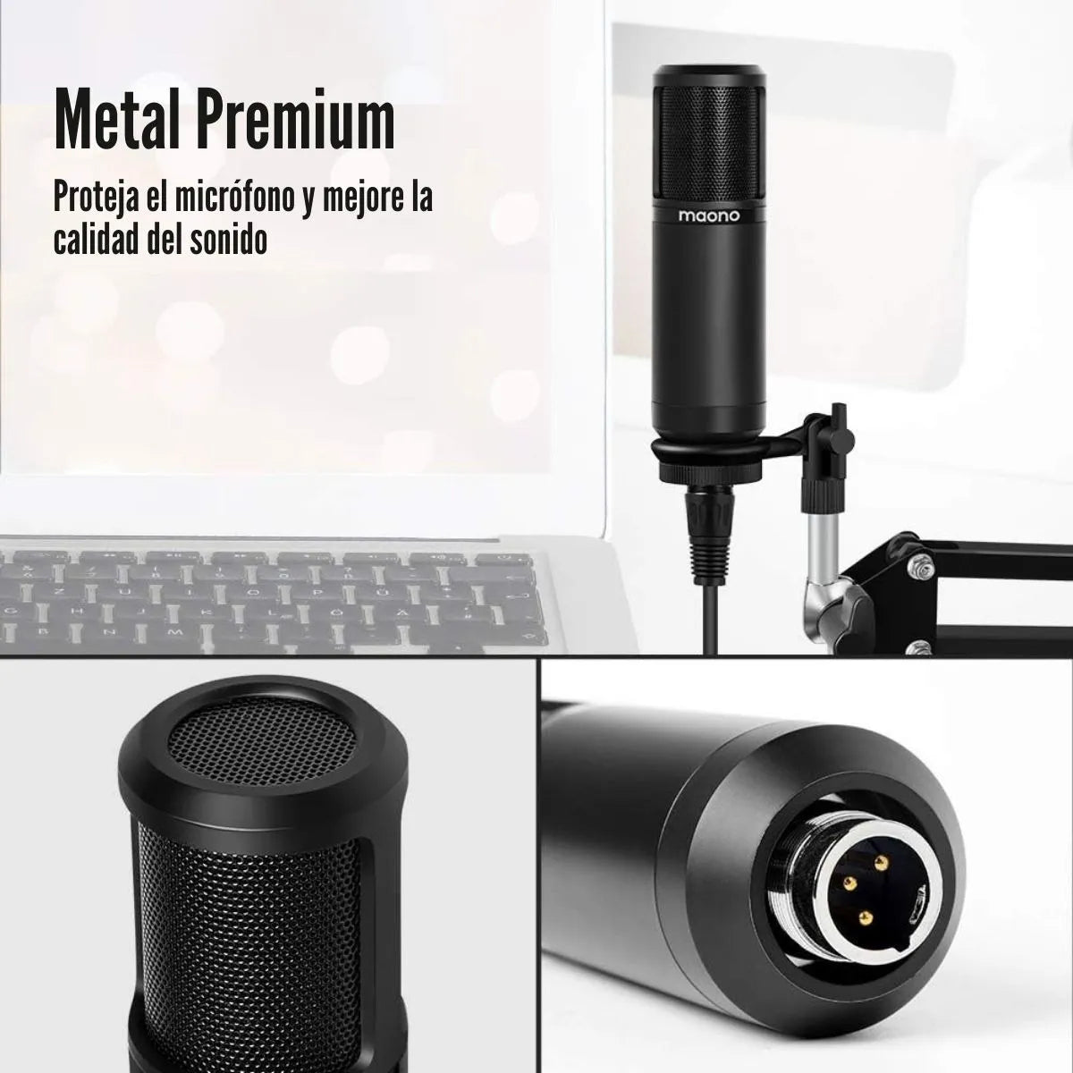 Micrófono Maono Au-pm320 Xlr Cardioide Condensador Color Negro