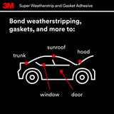 3M Black Super Weatherstrip Adhesive 08008 147,87 ml – Adhesivo para Burletes y Juntas Automotrices