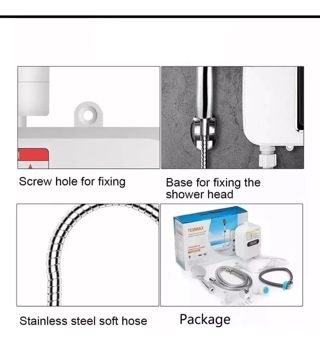 Mini calentador de agua calefón ducha calienta en 3 seg color blanco 3.500w