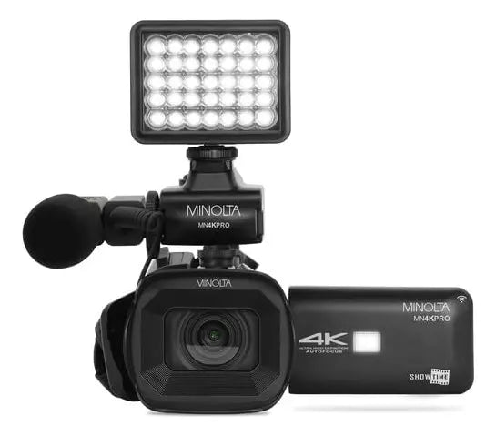 Paquete Videocámara Minolta MN4KPRO 4K UHD 60 FPS 64 MP WiFi Kit Profesional