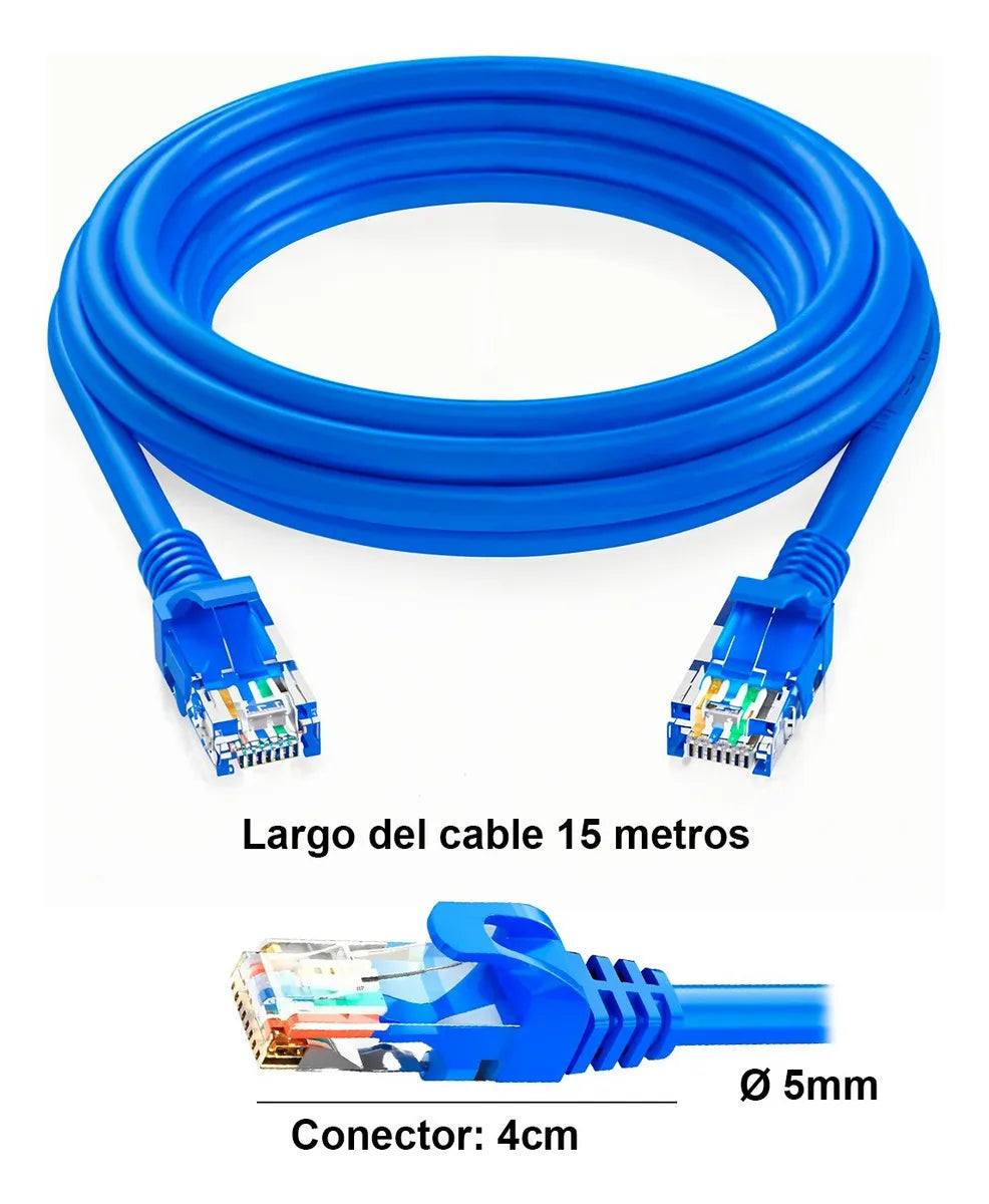 Cable De Red Cat6 De 15 Metros  RJ45 Alta De Datos