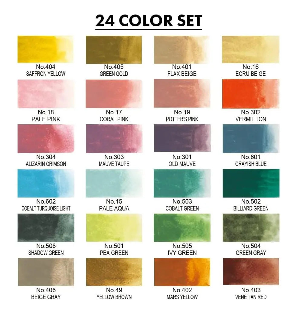 Kuretake Gansai Tambi Set de 24 Acuarelas – Colores Vibrantes