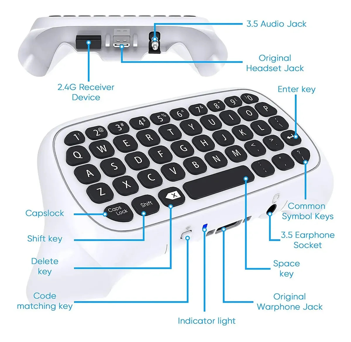 Teclado Inalámbrico Chatpad Dobe TYX-586 para Control Xbox Series X|S y Xbox One