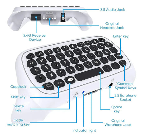 Teclado Inalámbrico Chatpad Dobe TYX-586 para Control Xbox Series X|S y Xbox One