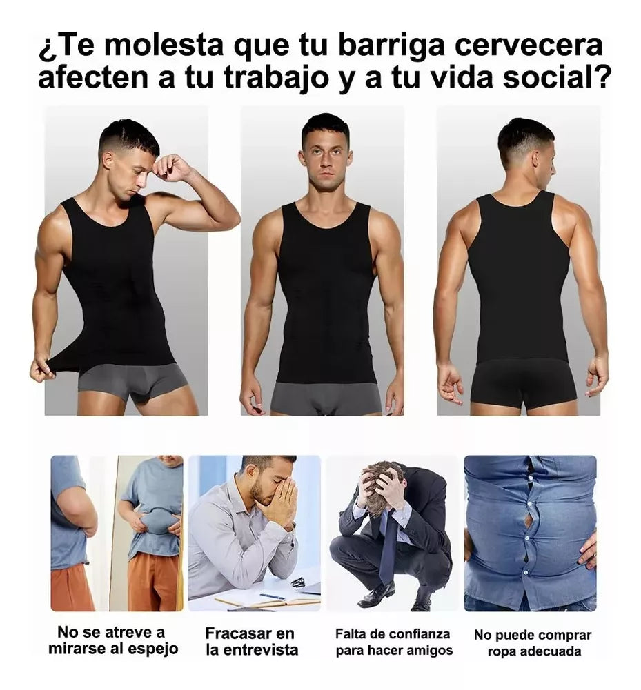 Camiseta pack 5 faja reductora compresora modeladora hombre Blanco