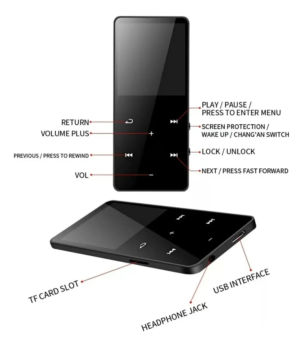 1.8 Pulgadas Touch Bluetooth Mp3 Mp4 Reproductor