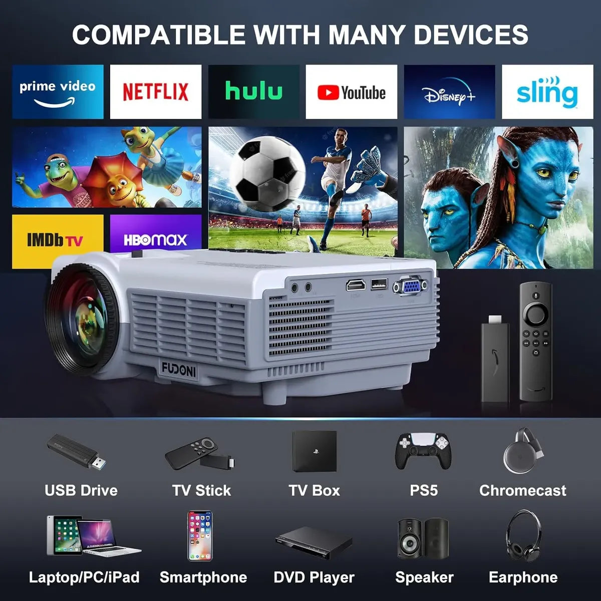 MINI Proyector Fudoni De 14000l, 1080p, Wifi, Con Android
