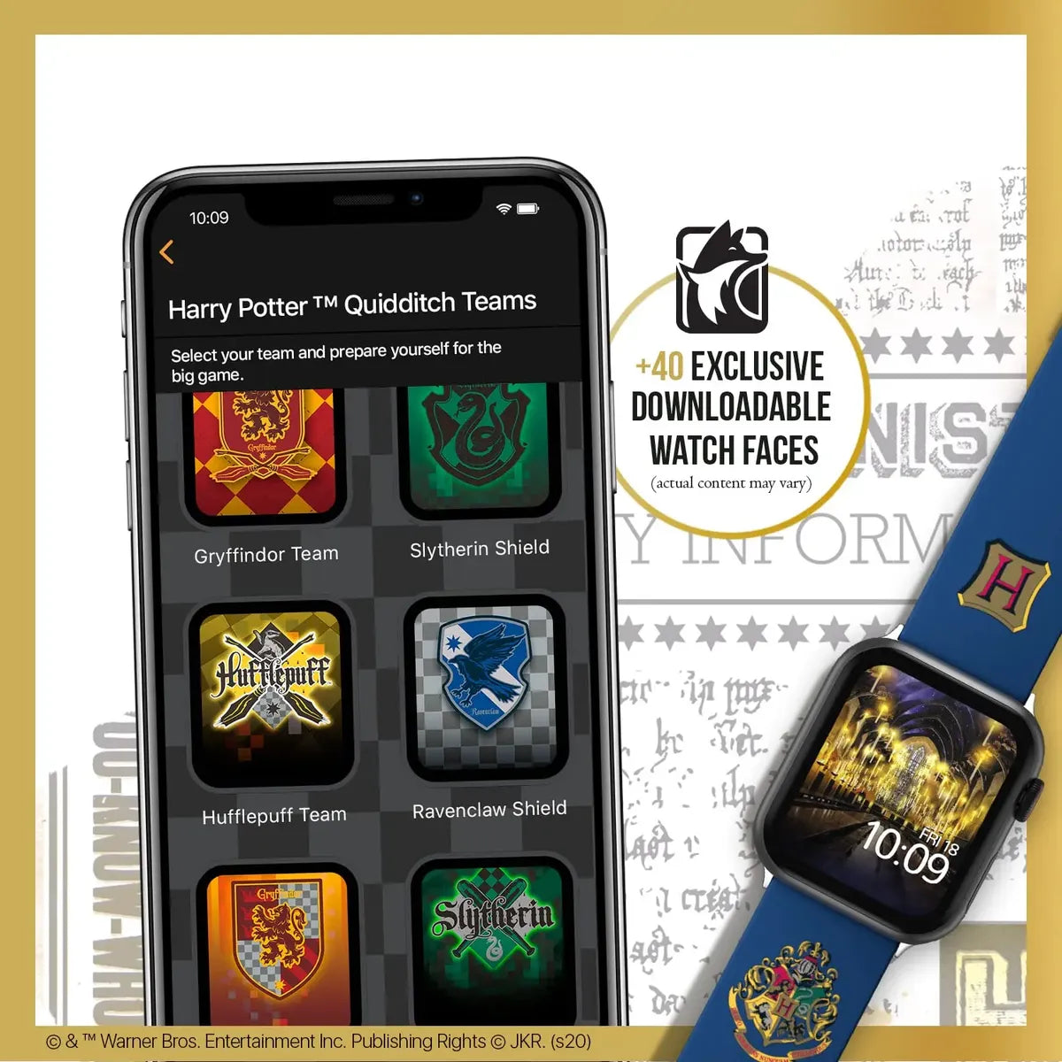 Harry Potter Edición Hogwarts - Correa de Silicona para Apple Watch y Smartwatch Android con un Pin de 22mm