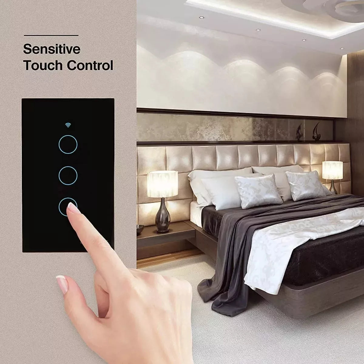 Interruptor Luz Pared Inteligente Wifi 3 Vías,color Opcional