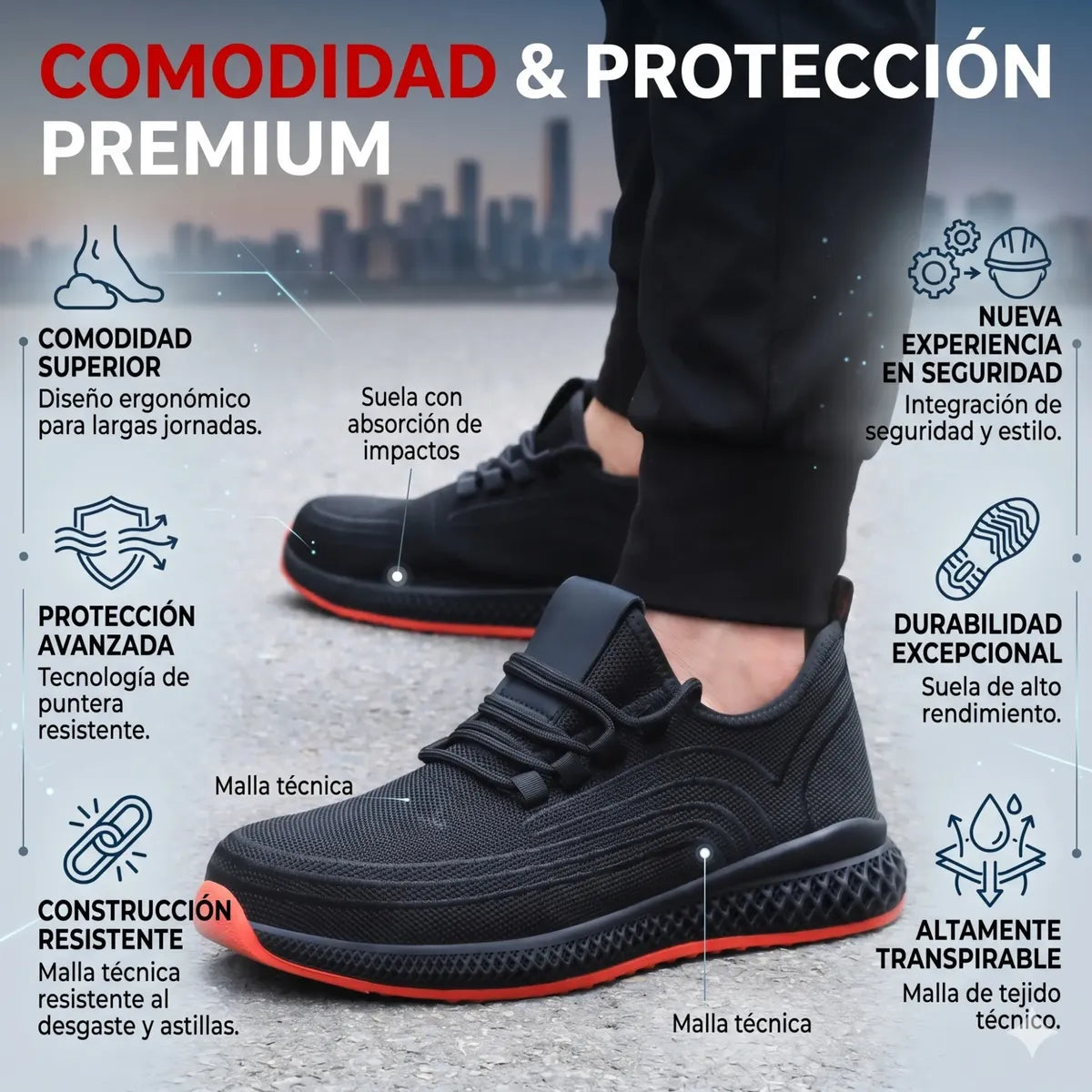 Zapatos de Seguridad Unisex Verano | Puntera de Acero | Antipinchazos | Transpirables